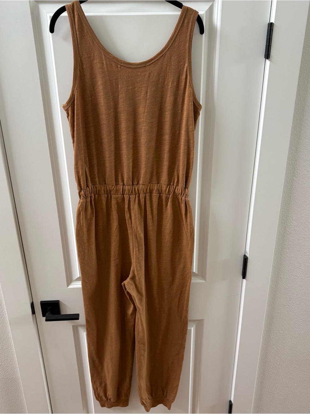 Three Bird Nest Breezy Back Knit Brown Jumpsuit Medium Boho Hippie Peasant Comfy - Picture 4 of 11